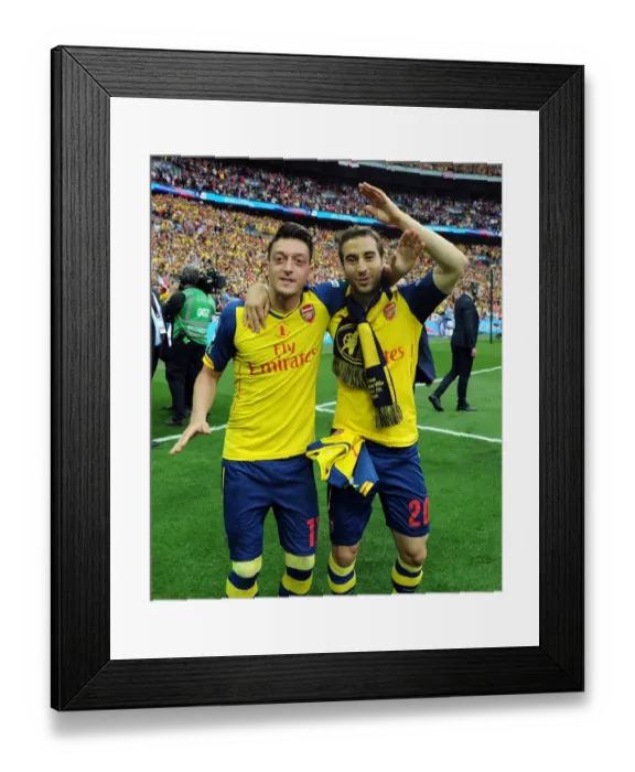 Framed Print : Arsenal FC: Ozil and Flamini's Jubilant FA Cup Victory Celebration