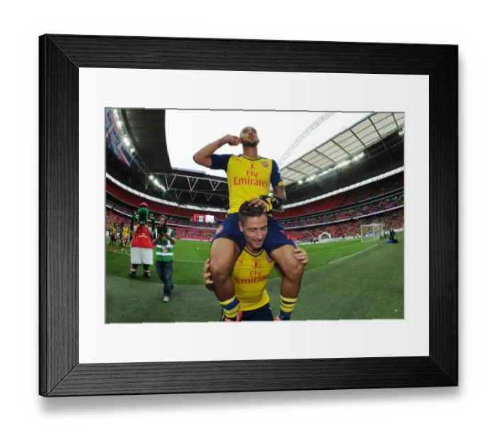 Framed Print : Arsenal FC: Theo Walcott and Olivier Giroud Celebrate FA Cup Victory over Aston Villa Framed Print : Arsenal FC: Theo Walcott and Olivier Giroud Celebrate FA Cup Victory over Aston Villa