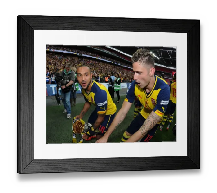 Framed Print : Arsenal FC: Celebrating FA Cup Victory with Theo Walcott and Olivier Giroud Framed Print : Arsenal FC: Celebrating FA Cup Victory with Theo Walcott and Olivier Giroud