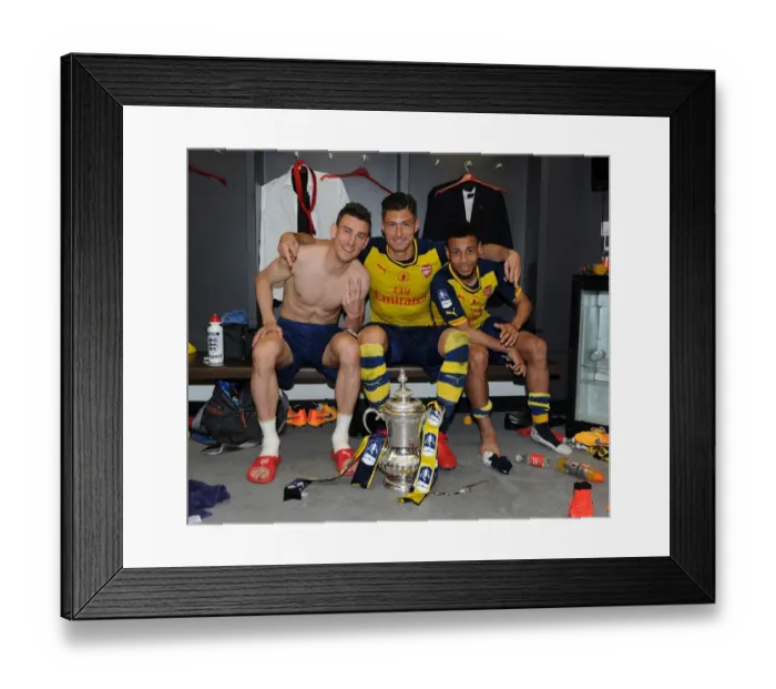 Framed Print : Arsenal Triumph in FA Cup Final: Koscielny, Giroud, and Coquelin Celebrate Victory