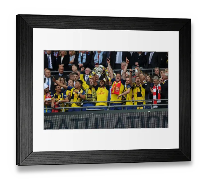 Framed Print : Arsenal FC Triumphs in FA Cup Final: Theo Walcott's Victory Dance (2015)