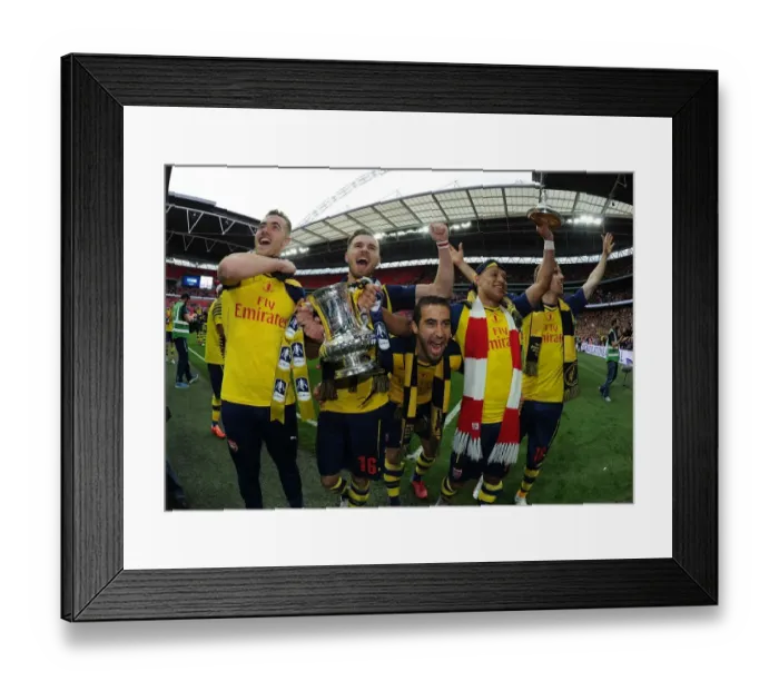 Framed Print : Arsenal's FA Cup Victory: Celebrating with Chambers, Ramsey, Flamini, Oxlade-Chamberlain, and Monreal