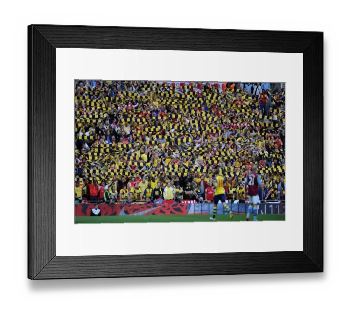 Framed Print : Arsenal fans hold up there scarves during the match. Arsenal 4: 0 Aston Villa. FA Cup Final Framed Print : Arsenal fans hold up there scarves during the match. Arsenal 4: 0 Aston Villa. FA Cup Final