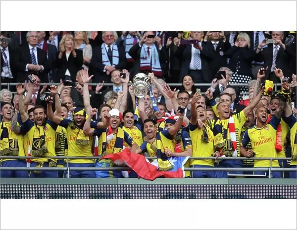 Arsenal Celebrates FA Cup Victory: 4-0 Over Aston Villa (FA Cup Final, Wembley Stadium, 2015)
