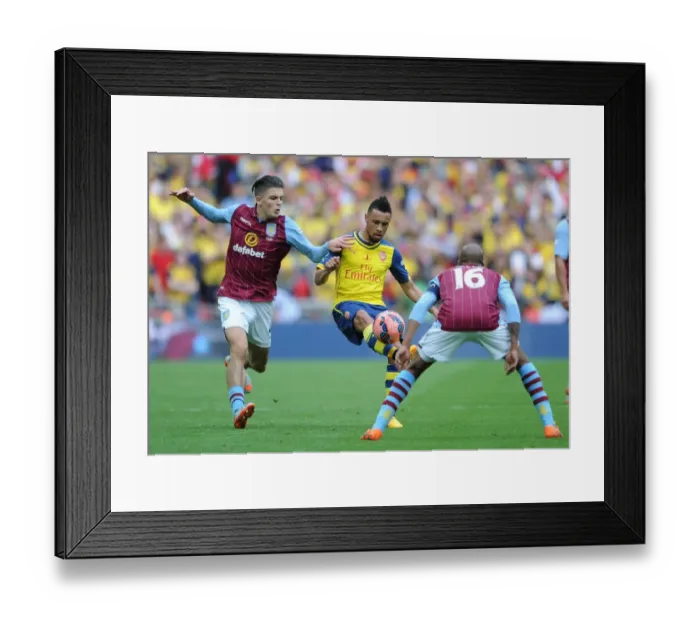 Framed Print : Francis Coquelin (Arsenal) Jack Grealish and Fabian Delph (Villa). Arsenal 4: 0 Aston Villa Framed Print : Francis Coquelin (Arsenal) Jack Grealish and Fabian Delph (Villa). Arsenal 4: 0 Aston Villa