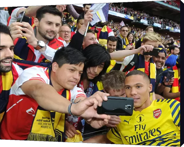 Kieran Gibbs (Arsenal) with the fans after the match. Arsenal 4: 0 Aston Villa. FA Cup Final