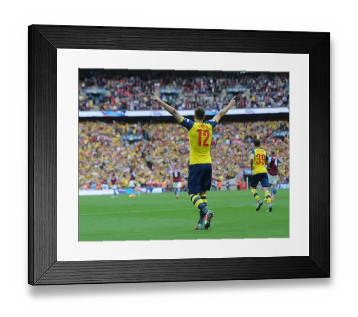 Framed Print : Arsenal's FA Cup Victory: Olivier Giroud's Goal Celebration (4-0 over Aston Villa, Wembley Stadium, May 30, 2015)