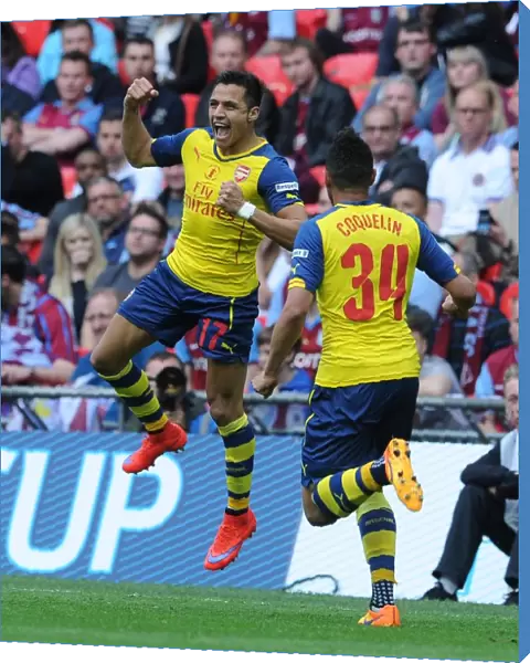 Alexis Sanchez celebrates scoring Arsenals 2nd goal. Arsenal 4: 0 Aston Villa