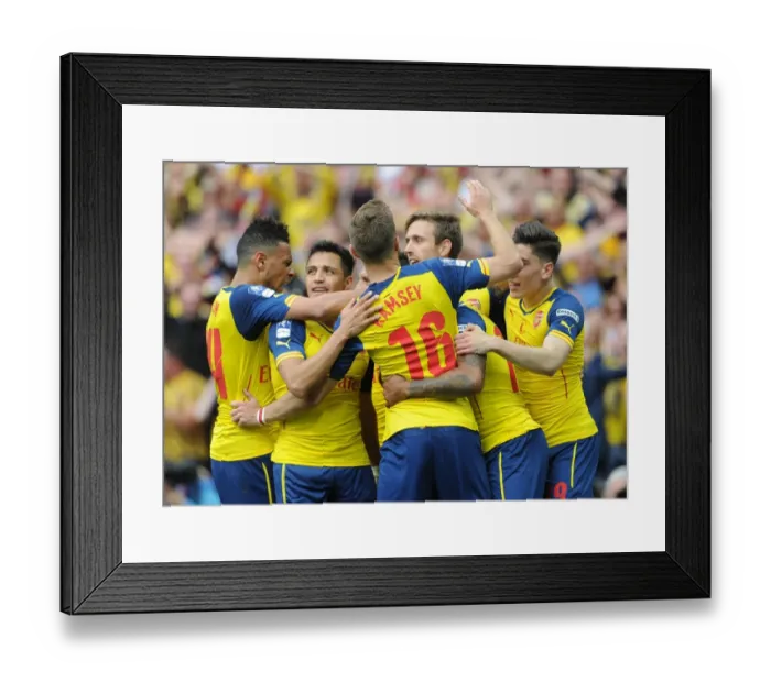 Framed Print : Theo Walcott celebrates scoring Arsenals 1st goal with his team mates. Arsenal 4: 0 Aston Villa Framed Print : Theo Walcott celebrates scoring Arsenals 1st goal with his team mates. Arsenal 4: 0 Aston Villa
