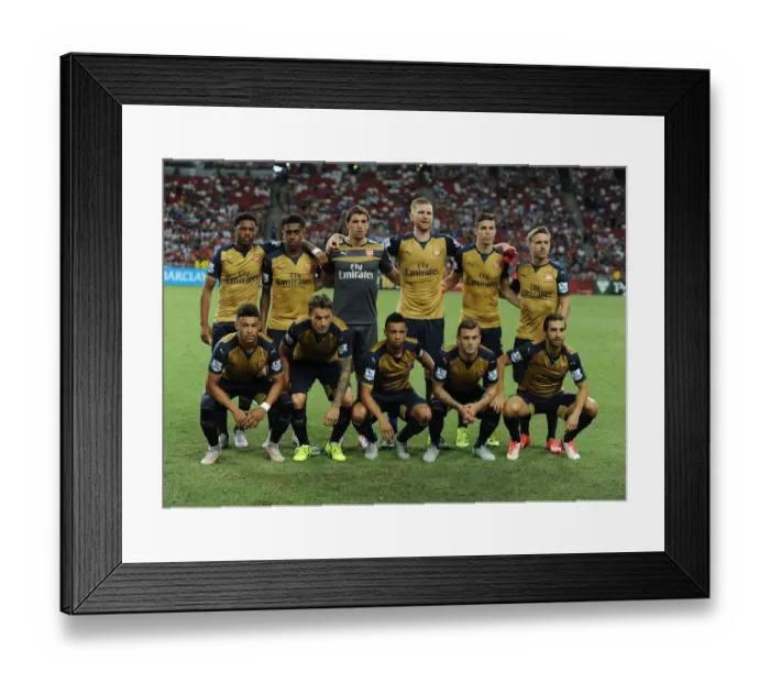 Framed Print : Arsenal FC vs Singapore XI: Arsenal Team Lines Up at 2015 Barclays Asia Trophy, Singapore National Stadium