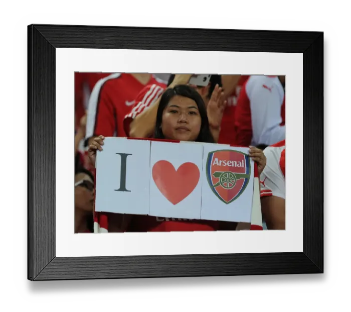 Framed Print : Arsenal Fan in the Thick of It: Arsenal vs. Singapore XI, Barclays Asia Trophy, Kallang, Singapore (July 2015)