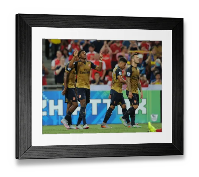 Framed Print : Chuba Akpom Scores the Winner: Arsenal Claims Barclays Asia Trophy over Singapore XI Framed Print : Chuba Akpom Scores the Winner: Arsenal Claims Barclays Asia Trophy over Singapore XI