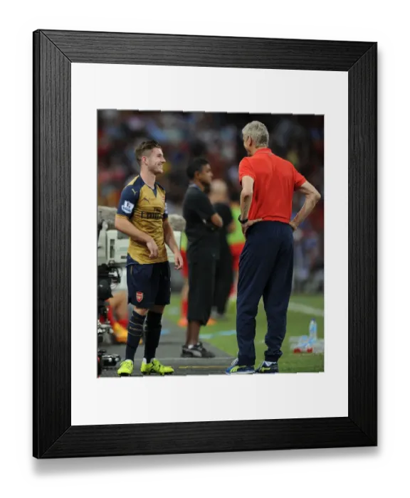 Framed Print : Arsene Wenger and Dan Crowley: A Light-Hearted Moment Amidst Arsenal's Victory in the Barclays Asia Trophy Framed Print : Arsene Wenger and Dan Crowley: A Light-Hearted Moment Amidst Arsenal's Victory in the Barclays Asia Trophy