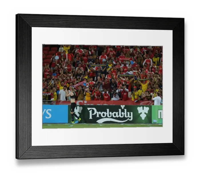 Framed Print : Arsenal's Per Mertesacker Celebrates Victory with Arsenal Fans in Singapore, 2015