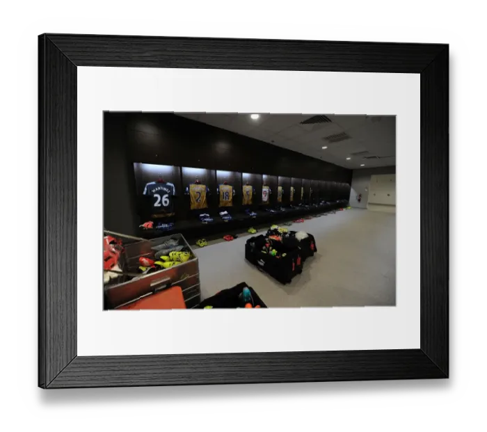 Framed Print : Exclusive: A Peek into Arsenal's Changing Room Before the Arsenal v Singapore XI Match, 2015