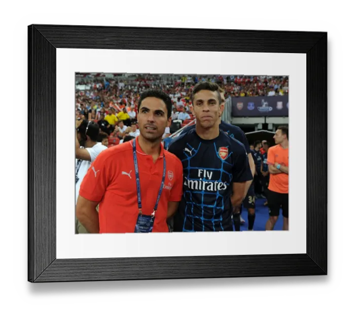 Framed Print : Arsenal FC: Mikel Arteta and Gabriel Ready for Arsenal v Singapore XI at 2015 Barclays Asia Trophy