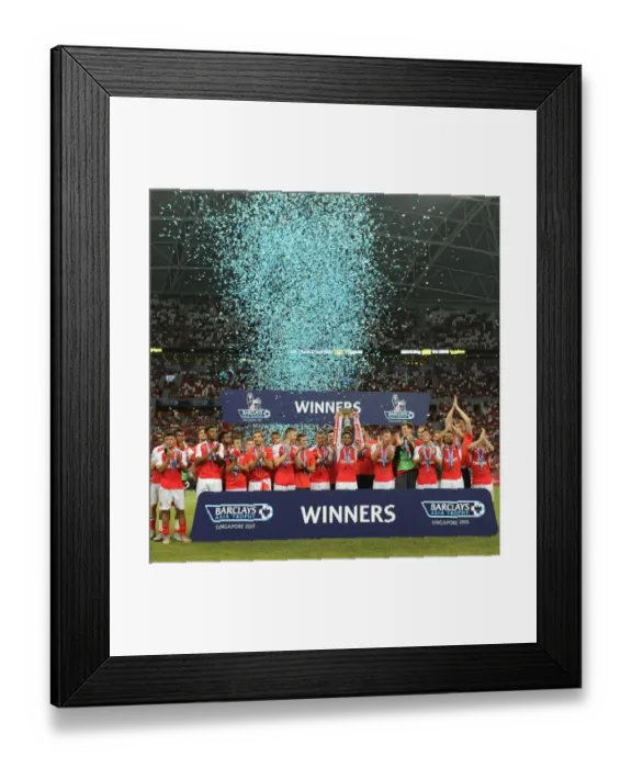 Framed Print : Arsenal Celebrates Barclays Asia Trophy Victory Over Everton, Singapore 2015