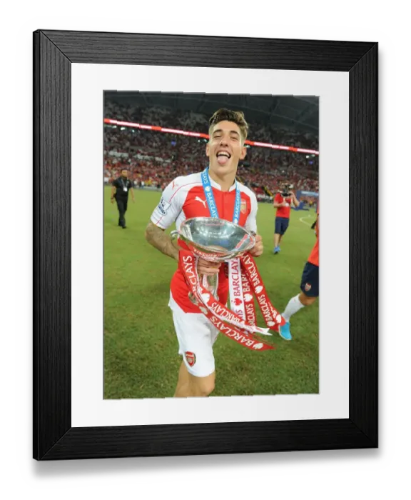 Framed Print : Arsenal Celebrate Victory in 2015 Asia Trophy: Arsenal vs. Everton, Kallang, Singapore