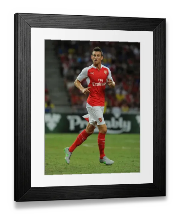 Framed Print : Arsenal's Laurent Koscielny in Action Against Everton at 2015-16 Asia Trophy, Singapore