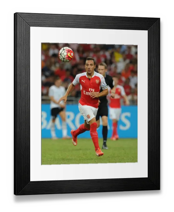 Framed Print : Arsenal's Santi Cazorla in Action Against Everton at 2015 Asia Trophy in Singapore