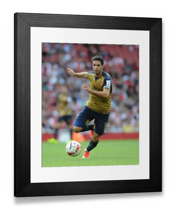 Framed Print : Mikel Arteta Leads Arsenal at Emirates Cup 2015 Against Olympique Lyonnais