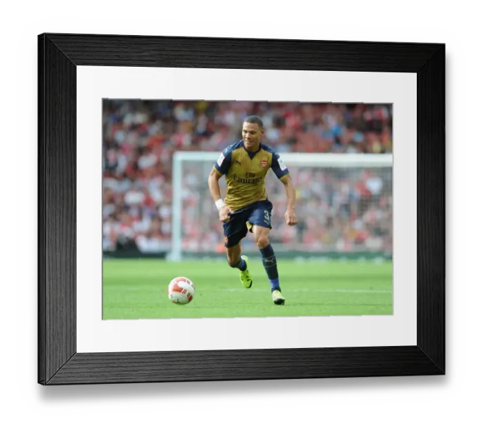 Framed Print : Kieran Gibbs in Action for Arsenal Against Olympique Lyonnais - Emirates Cup 2015 / 16