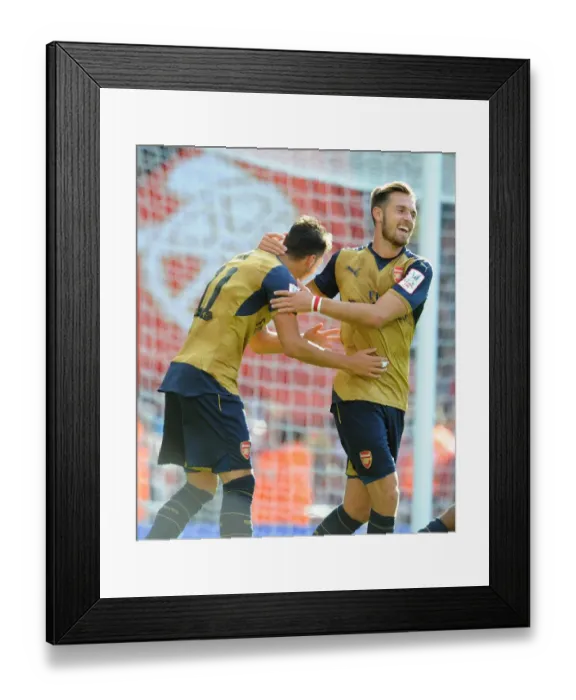 Framed Print : Arsenal Stars Mesut Ozil and Aaron Ramsey Celebrating Goals against Olympique Lyonnais, Emirates Cup 2015 / 16 Framed Print : Arsenal Stars Mesut Ozil and Aaron Ramsey Celebrating Goals against Olympique Lyonnais, Emirates Cup 2015 / 16