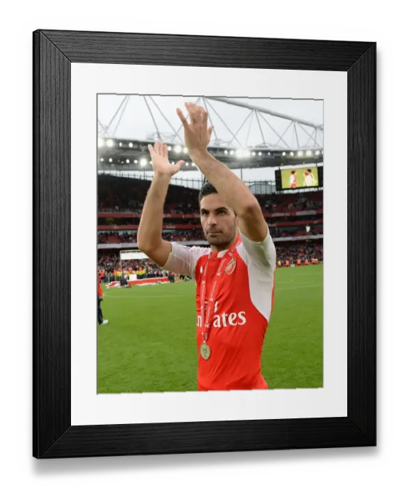 Framed Print : Arsenal's Mikel Arteta Celebrates Emirates Cup Victory with Fans