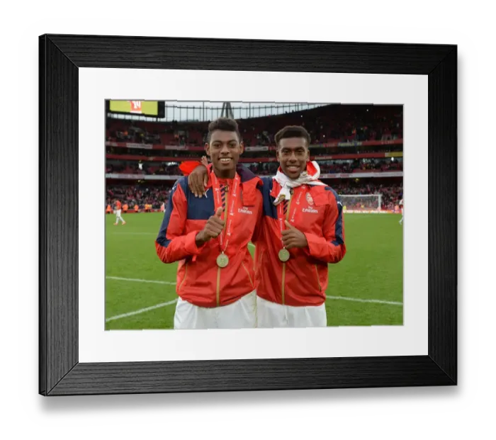 Framed Print : Arsenal's Reine-Adelaide and Iwobi Celebrate Emirates Cup Victory