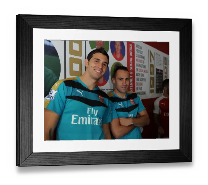 Framed Print : Emi Martinez and David Ospina (Arsenal). Arsenal 1st Team Photcall. Emirates Stadium