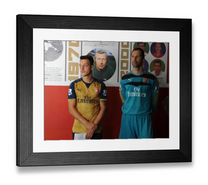 Framed Print : Mesut Ozil and Petr Cech (Arsenal). Arsenal 1st Team Photocall and Training Session Framed Print : Mesut Ozil and Petr Cech (Arsenal). Arsenal 1st Team Photocall and Training Session