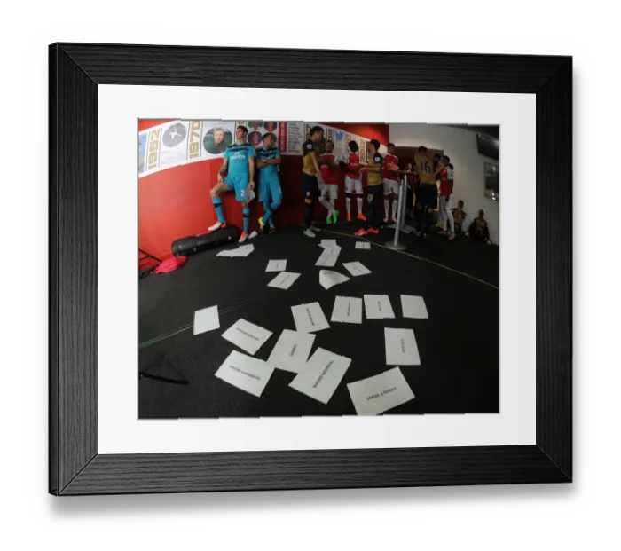 Framed Print : Arsenal players wait to do the Sky Sports walk up. Arsenal 1st Team Photcall Framed Print : Arsenal players wait to do the Sky Sports walk up. Arsenal 1st Team Photcall