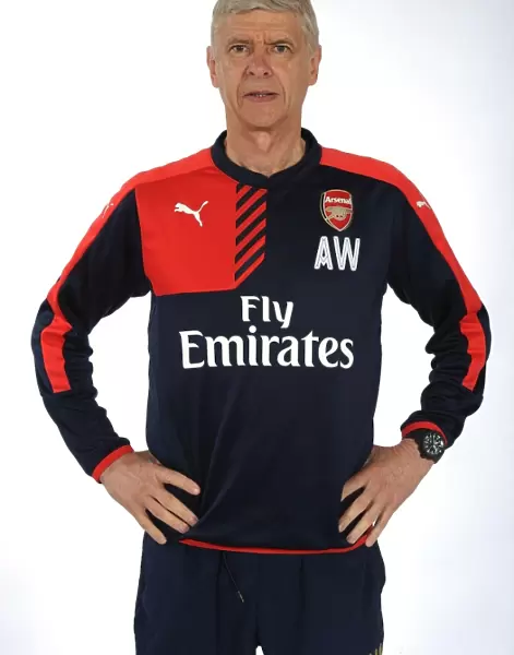 Arsene Wenger at Arsenal's 2015-16 First Team Photocall
