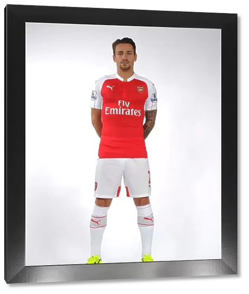 Mathieu Debuchy at Arsenal's 2015-16 First Team Photocall