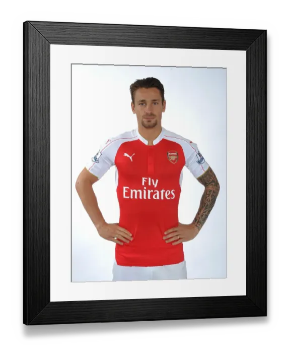 Framed Print : Arsenal Football Club: Mathieu Debuchy at 2015-16 First Team Photocall