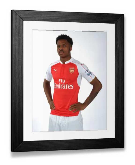 Framed Print : Arsenal First Team: Chuba Akpom at 2015-16 Photocall Framed Print : Arsenal First Team: Chuba Akpom at 2015-16 Photocall