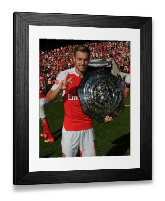 Framed Print : Arsenal's Aaron Ramsey Celebrates FA Community Shield Victory over Chelsea