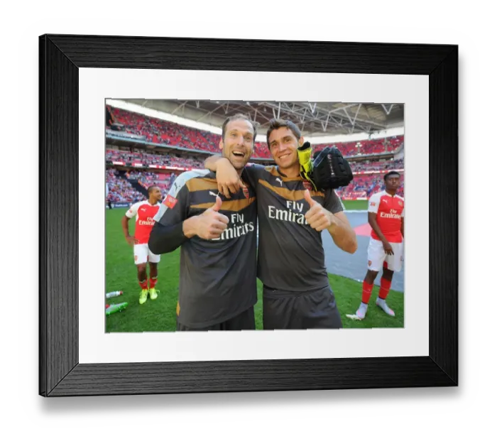 Framed Print : Arsenal Goalkeepers Celebrate FA Community Shield Victory over Chelsea Framed Print : Arsenal Goalkeepers Celebrate FA Community Shield Victory over Chelsea