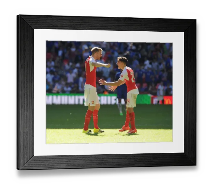 Framed Print : Arsenal Celebrate Community Shield Victory: Mertesacker and Bellerin Embrace in Triumph over Chelsea Framed Print : Arsenal Celebrate Community Shield Victory: Mertesacker and Bellerin Embrace in Triumph over Chelsea