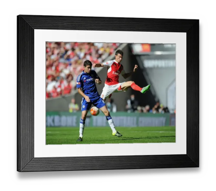 Framed Print : Arsenal vs. Chelsea Showdown: Koscielny vs. Oscar at the Community Shield Framed Print : Arsenal vs. Chelsea Showdown: Koscielny vs. Oscar at the Community Shield