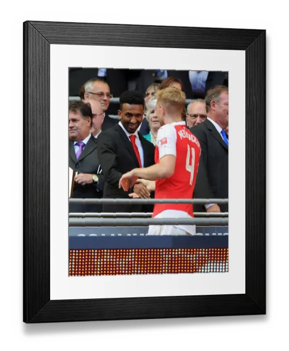 Framed Print : A Father-Son Connection: Per Mertesacker and Ryan Rocastle's Emotional Reunion at the FA Community Shield (Arsenal vs. Chelsea, 2015)