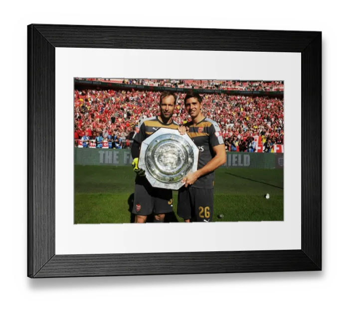 Framed Print : Arsenal's Double-Header Goalkeepers, Cech and Martinez, Celebrate Community Shield Victory over Chelsea Framed Print : Arsenal's Double-Header Goalkeepers, Cech and Martinez, Celebrate Community Shield Victory over Chelsea