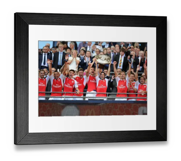 Framed Print : Arsenal Players Celebrate FA Community Shield Victory over Chelsea Framed Print : Arsenal Players Celebrate FA Community Shield Victory over Chelsea