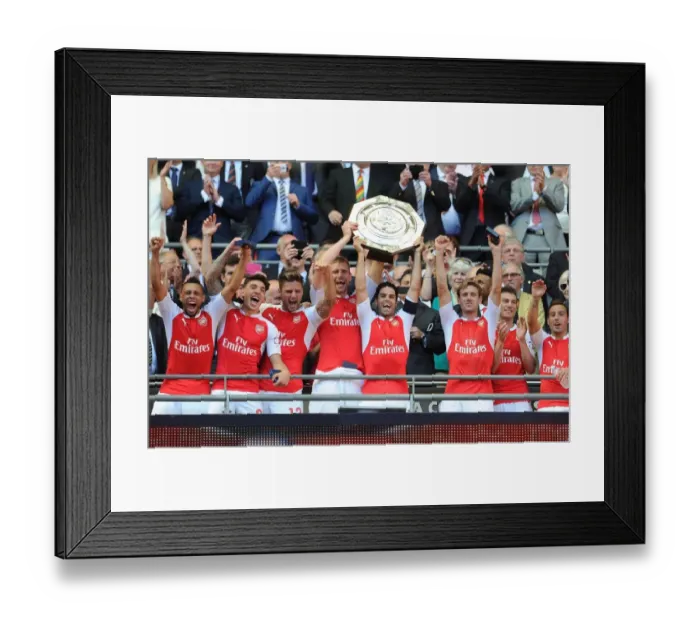 Framed Print : Arsenal's Victory Celebration: Coquelin, Bellerin, Giroud, Mertesacker, Arteta, Monreal Framed Print : Arsenal's Victory Celebration: Coquelin, Bellerin, Giroud, Mertesacker, Arteta, Monreal