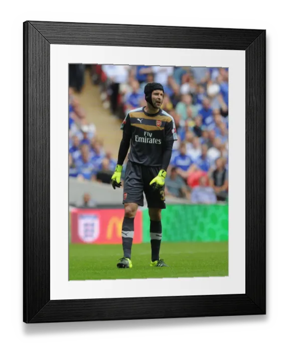 Framed Print : Focused Cech: Arsenal's Goalkeeper in Community Shield Clash Against Chelsea (2015-16)