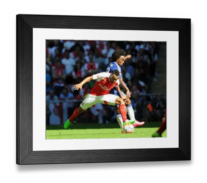 Framed Print : Coquelin vs. Willian: A Football Rivalry in the FA Community Shield Clash Between Arsenal and Chelsea (2015-16)