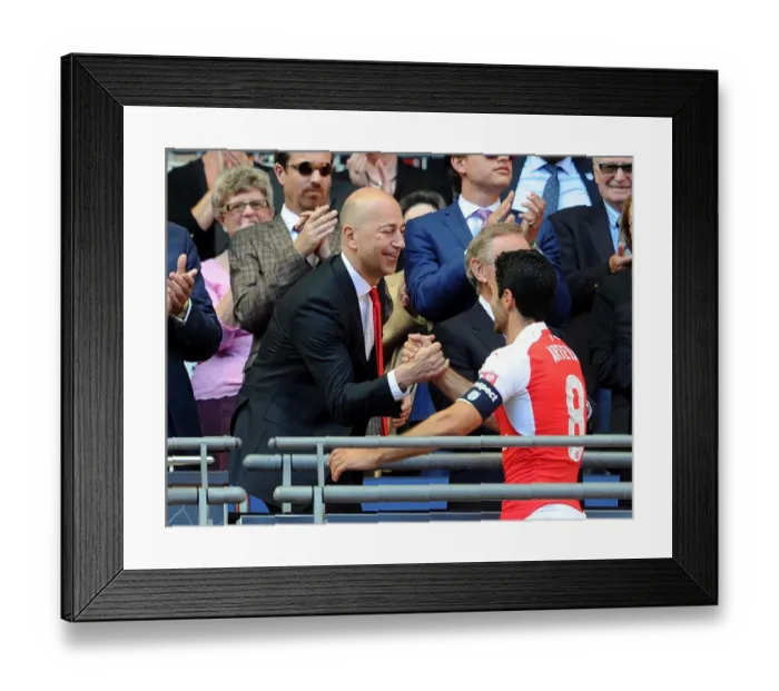 Framed Print : Arsenal's Gazidis and Arteta Share a Moment After Community Shield Match Against Chelsea Framed Print : Arsenal's Gazidis and Arteta Share a Moment After Community Shield Match Against Chelsea