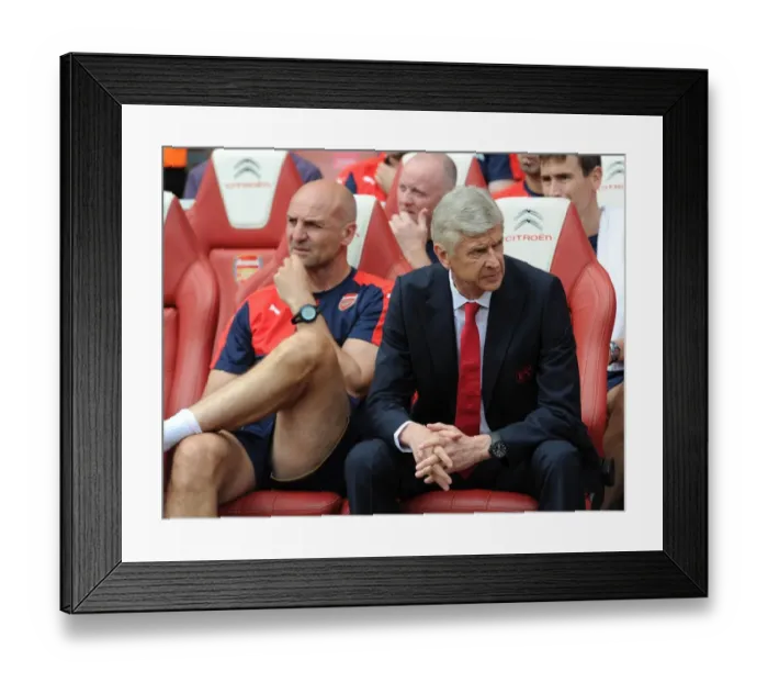 Framed Print : Arsene Wenger and Steve Bould: United in Focus before Arsenal vs. West Ham (2015-16)