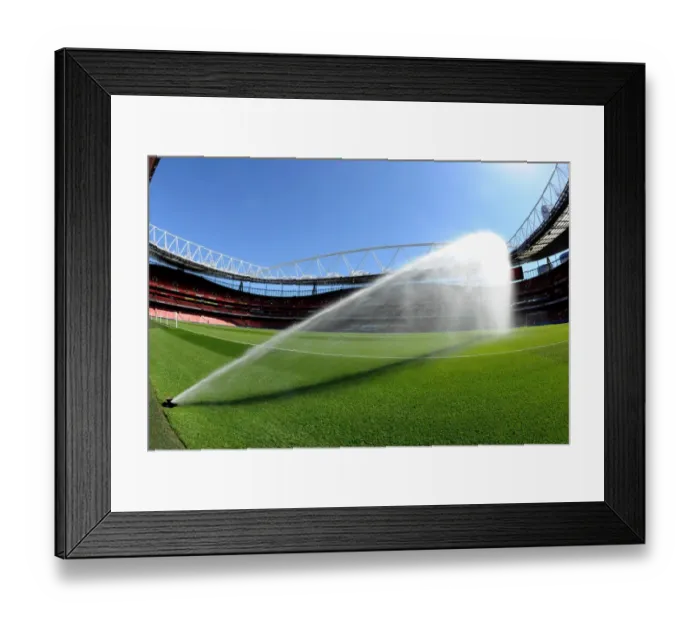 Framed Print : Pitch watering. Arsenal 0: 2 West Ham United. Barclays Premier League. Emirates Stadium Framed Print : Pitch watering. Arsenal 0: 2 West Ham United. Barclays Premier League. Emirates Stadium