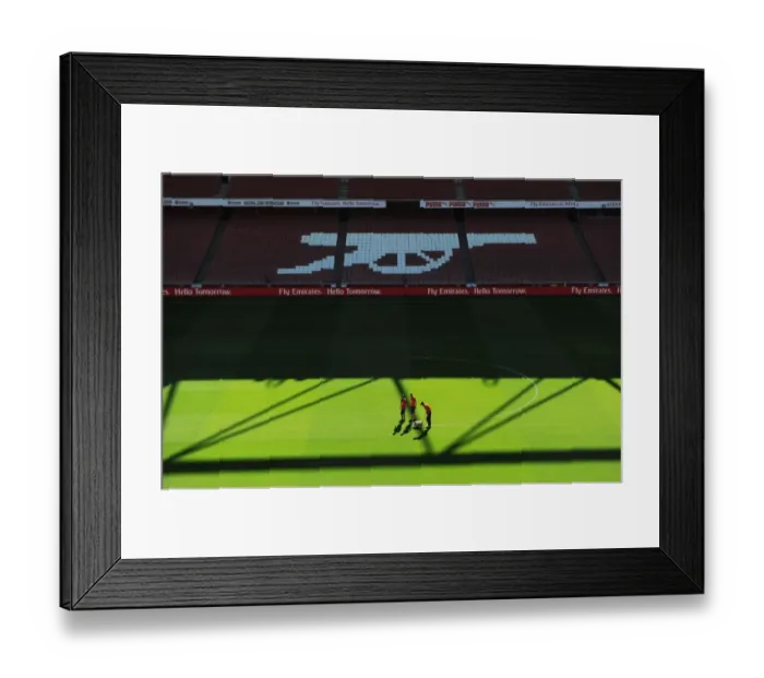 Framed Print : Arsenal vs. West Ham United: Pre-Match Pitch Preparation at Emirates Stadium (2015-16)